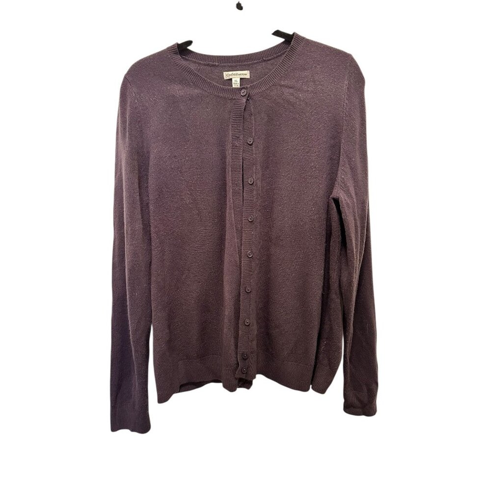 Croft & Barrow Womens Purple Button-Up Cardigan Sweater XL Long Sleeve Lightweig